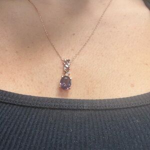 Suzy Levian Rose Sterling Silver Purple, Brown, White CZ Necklace